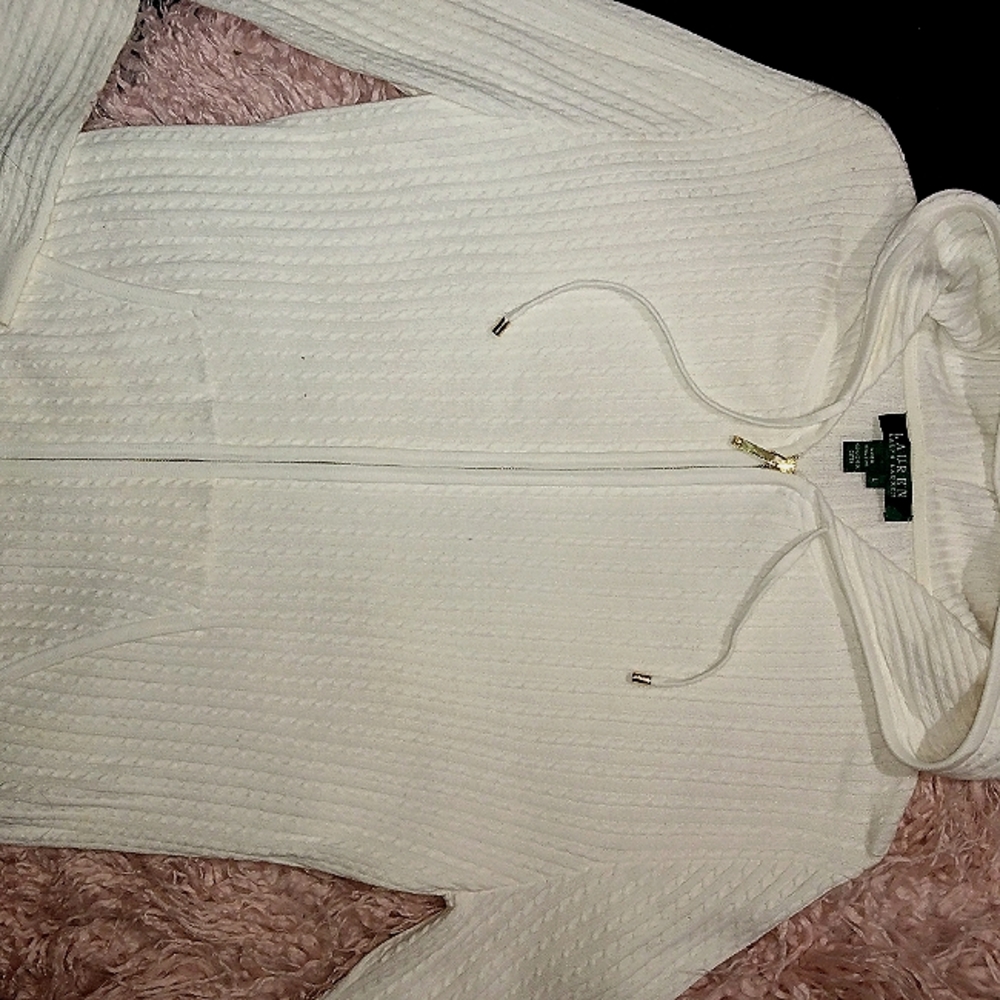 Women’s Ralph Lauren Zip Up Hoodie sweater long sleeve large white